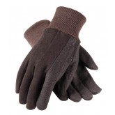 Brown Cotton Jersey Work Gloves with PVC Dot Palms - Ladies Size