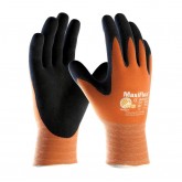 MaxiFlex Ultimate Hi-Vis Seamless Knit Nylon Glove with Nitrile Coated Micro-Foam - Orange & Black, Medium