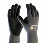 MaxiFoam Lite Seamless Knit Nylon Glove with Nitrile Coated Foam Grip - Gray & Black, Large