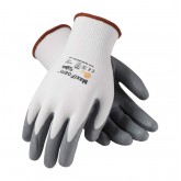 MaxiFoam Premium Seamless Knit Nylon Glove with Nitrile Coated Foam Grip - White & Gray, Large