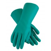 Chemical Resistant Nitrile Gloves Flock Lined  with Raised Diamond Grip Green - Large