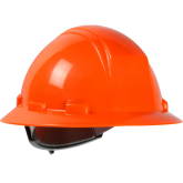 Kilimanjaro Full Brim Hard Hat with HDPE Shell, 4-Point Textile Suspension and Wheel Ratchet Adjustment - HI-Vis Orange