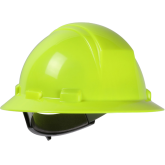 Kilimanjaro Full Brim Hard Hat with HDPE Shell, 4-Point Textile Suspension and Wheel Ratchet Adjustment - Hi-Vis Yellow