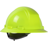 Kilimanjaro Full Brim Hard Hat with HDPE Shell, 4-Point Textile Suspension and Wheel Ratchet Adjustment - Lime Yellow