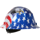 Kilimanjaro Full Brim Hard Hat with HDPE Shell, 4-Point Textile Suspension and Wheel Ratchet Adjustment - USA Theme