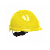 Evolution Deluxe Short Brim HDPE Shell Hard Hat with Wheel Ratchet Adjustment - Yellow