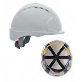 Evolution Deluxe Short Brim HDPE Shell Hard Hat with Wheel Ratchet Adjustment - White