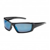 Sunburst Safety Glasses with Anti-Scratch Blue Mirror Plus Lens - Black Frame