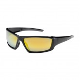 Sunburst Safety Glasses with Anti-Scratch Gold Mirror Plus Lens - Black Frame