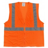 ANSI Class 2 Two Pocket Bright Orange Zipper Mesh Vest - 5X Large