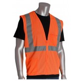 ANSI Class 2 Two Pocket Bright Orange Zipper Mesh Vest - Extra Large