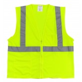 ANSI Class 2 Two Pocket Lime Yellow Zipper Mesh Vest - Large