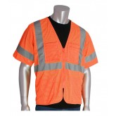 ANSI Class 3 Value Four Pocket Zipper Mesh Vest Bright Orange - Large