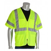 ANSI Class 3 Value Four Pocket Zipper Mesh Vest Lime Yellow - 4X Large