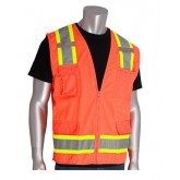ANSI Class 2 Two Tone Six Pocket Surveyors Vest Bright Orange - Medium