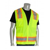 ANSI Class 2 Two Tone Six Pocket Surveyors Vest Lime Yellow - 4X Large