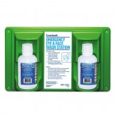 Wall Mounted Emergency Double Saline Eyewash Station - Two 16 Ounce Bottles