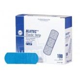 Bluetec Blue Elastic Metal Detectable Bandage Strips - 1 inch x 3 inch, 100 per box