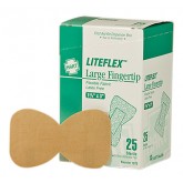 Liteflex Large Fingertip Adhesive Bandages - 1.75" x 3", Flexible Fabric, Latex Free, 25 per Box