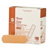 Sheer Strip Waterproof Adhesive Bandages - 1" x 3", Latex Free, 100 per Box