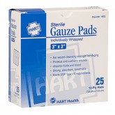 Sterile Absorbent Gauze Pads - 3" x 3", Individually Wrapped, 25 per Box
