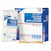 6" Cotton Single Tipped Applicators - 10 / 100 count bags