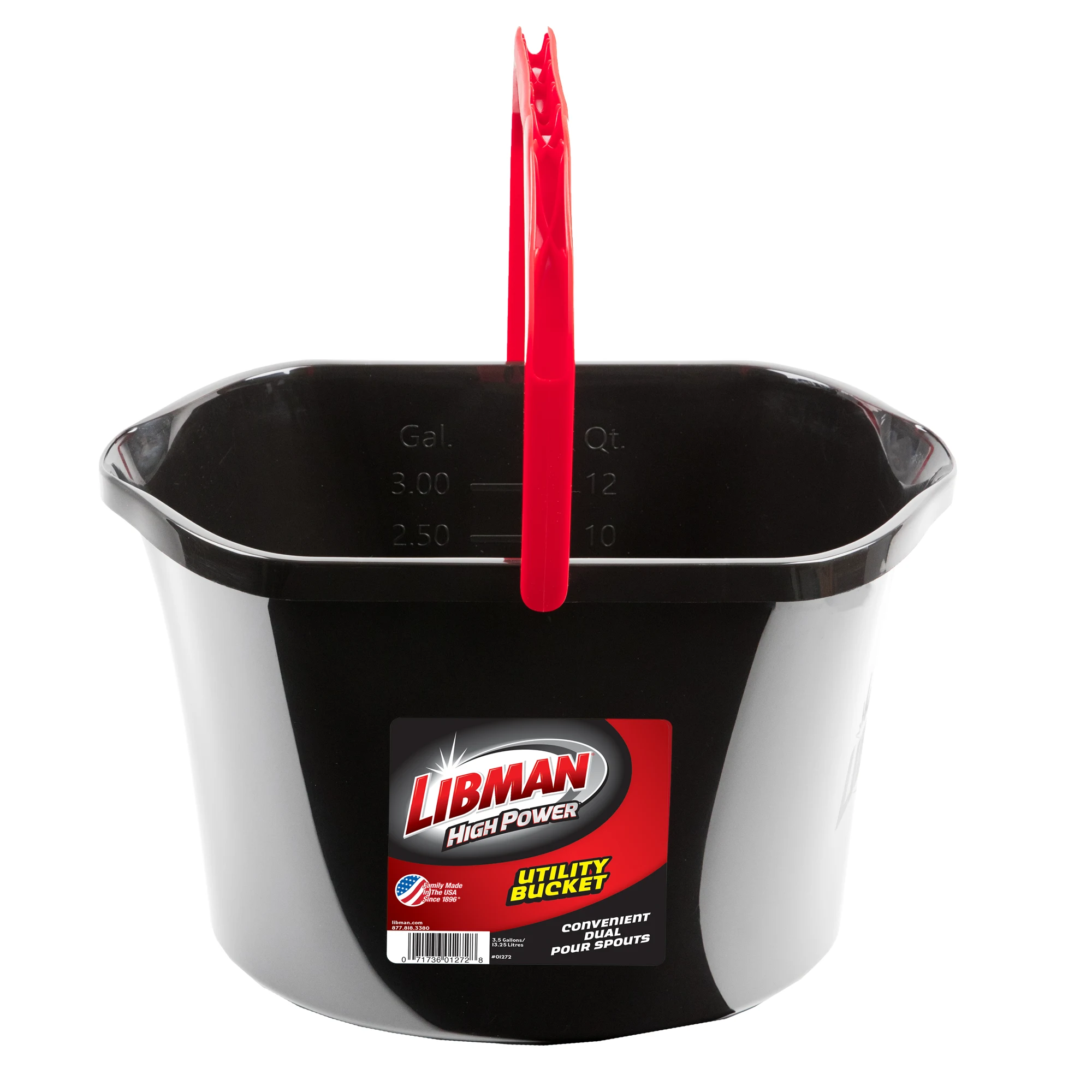 Libman 3.5gl Utility Bucket w Dual Spouts, Black 1272