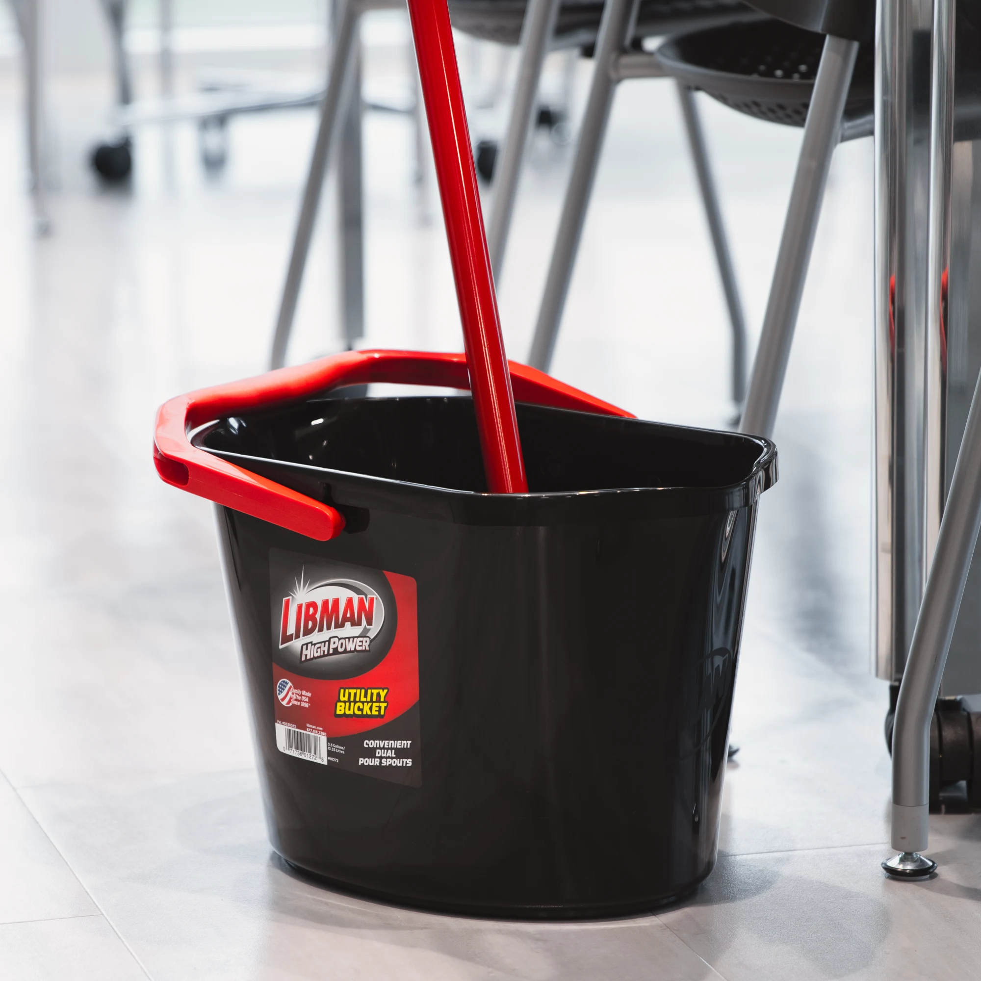 Libman 3.5gl Utility Bucket w Dual Spouts, Black 1272