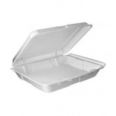 Dart 9.5" x 9.3" x 3" Foam Hinged Lid Container 1 Compartment - White, 100/Pack