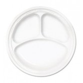 Dart 10CPWF Famous Service 10.25" Compartmented Plastic Plate - White