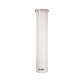 San Jamar White Plastic Pull Type Small Beverage Cup Dispenser with Hinged Flip Cap - 3 Ounce to 5 Ounce Size