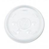 Dart 16SL Straw Slotted Plastic Lid for Dart Cups - 16 Ounce, Translucent