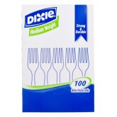 Dixie Medium Weight Plastic Fork - White, Boxed 100 Count