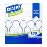 Dixie Medium Weight Plastic Soup Spoon - White, Boxed 100 Count