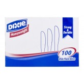 Dixie Heavy Weight Plastic Knife - White, Boxed 100 Count