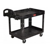 Rubbermaid Two Shelf Utility Cart with 4" Casters - Black
