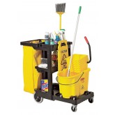 Rubbermaid Janitor Cleaning Cart with Zippered Yellow Vinyl Bag