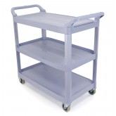 Three Shelf Large Bussing Cart - Gray, 200 Pound Capacity