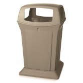 Rubbermaid Ranger Waste Container with 4 Openings - 45 Gallon, Beige