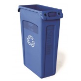 Rubbermaid Slim Jim Recycling Container with Venting Channels - 23 Gallon, Blue with Recycling Logo