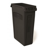 Rubbermaid Slim Jim Waste Container with Venting Channels - 23 Gallon, Black