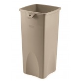 Rubbermaid Untouchable Square Waste Container - 23 Gallon, Beige