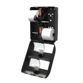 GP Pro 56744B Compact Coreless High Capacity Vertical Four Roll Tissue Dispenser - Black