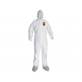 Kimberly Clark KLEENGUARD White A45 Liquid/Particle Protection Surface Prep/Paint Coveralls with Hood and Boots - Large , 25 count