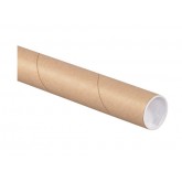 1.5" x 6" 0.06 Thick Kraft Round Mailing Tubes with Caps - 50 per Case