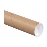 2.5" x 15" 0.06 Thick Kraft Round Mailing Tubes with Caps - 34 per Case