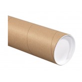 4" x 30" 0.08 Thick Kraft Round Mailing Tubes with Caps - 15 per Case