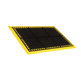 Crown Safewalk Wet Area Heavy Duty 4 Sided Pre-Assembled Edging Food Service Drainage Mat - 26" x 40", Black/Yellow