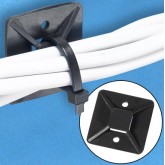 .75" x .75" Black Cable Tie Mounts - Up to .14" 40 lbs, 100 per Case