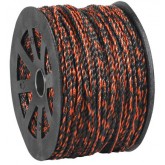 3/8", 2450 lb, Black/Orange Twisted Polypropylene Rope - 600'